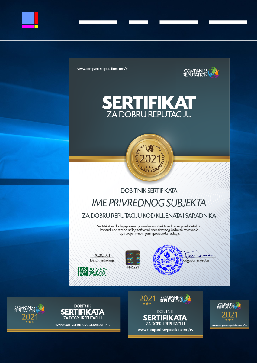 DIGITALNI SERTIFIKAT ZA DOBRU REPUTACIJU