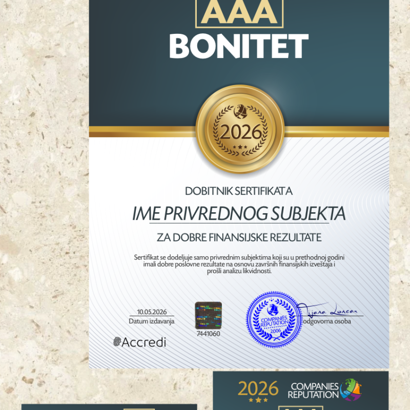 Digitalni sertifikat za bonitet