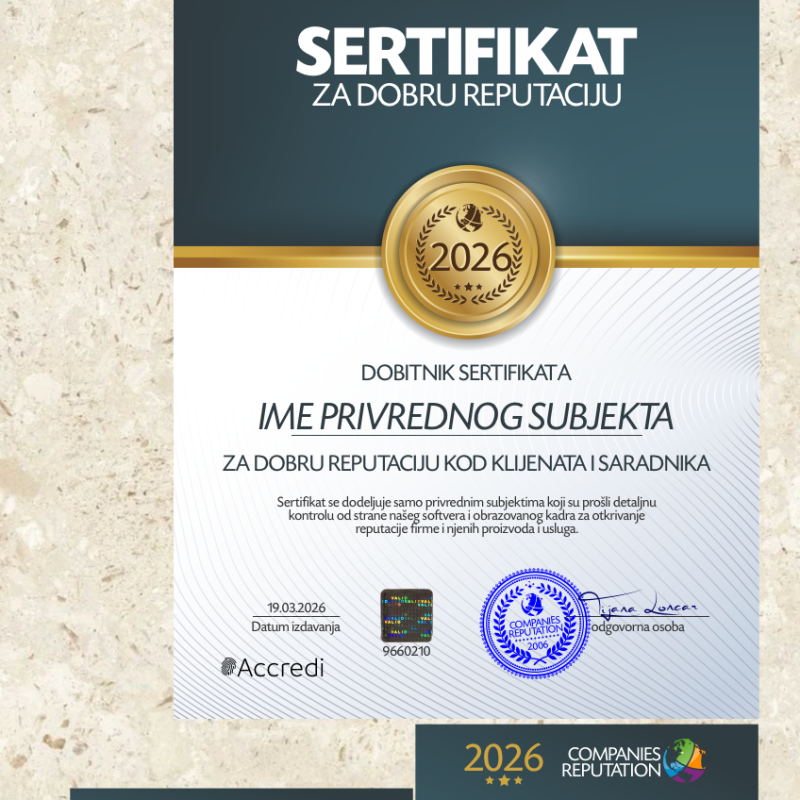 Digitalni sertifikat za dobru reputaciju