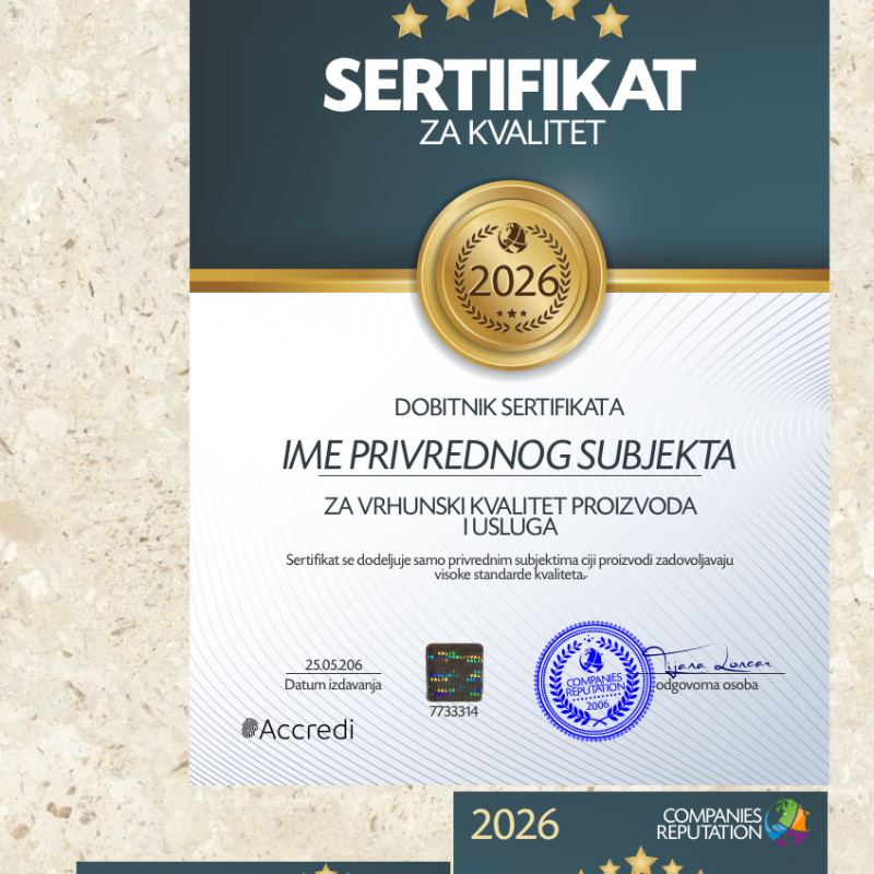 Digitalni sertifikat za kvalitet