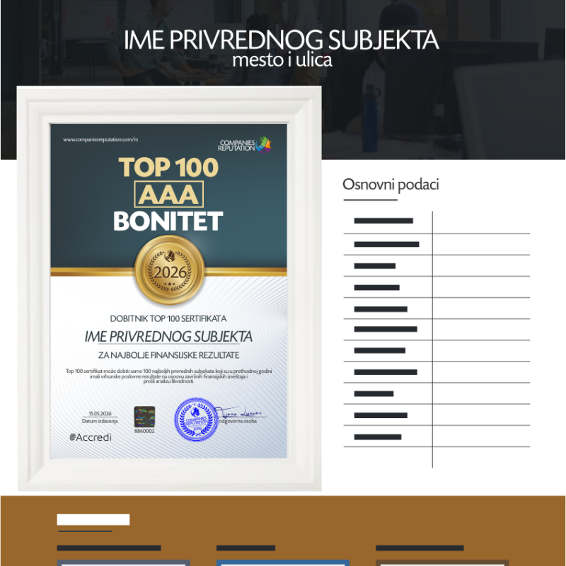 TOP 100 sertifikat za bonitet