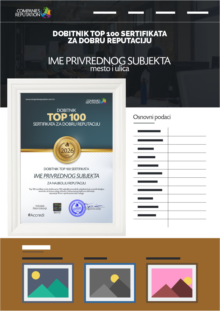 TOP 100 sertifikat za dobru reputaciju